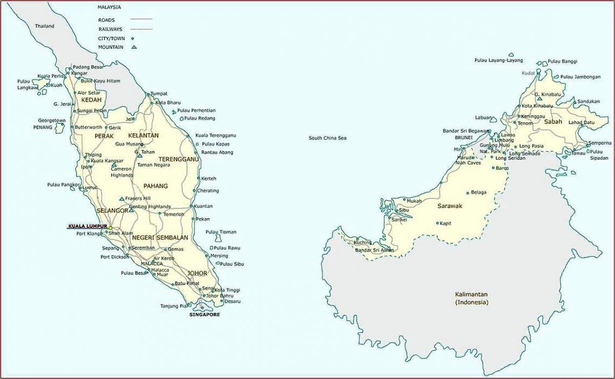 detaljna karta Maleziji