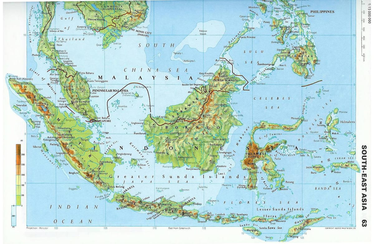 karta Maleziji topografski