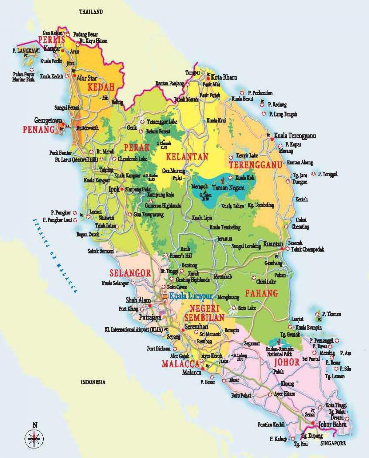 karta Zapadne Malezije